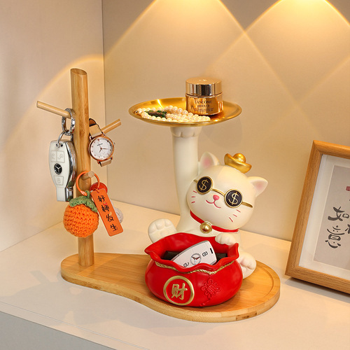 Lucky cat key storage ornaments, entrance decorations, opening gifts, high-end new homes, housewarming gifts