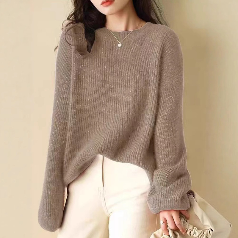 2025 New Autumn and Winter Christmas Style Round Neck New Year Red Knitted Sweater Women's Loose Pullover Cashmere Inner Top