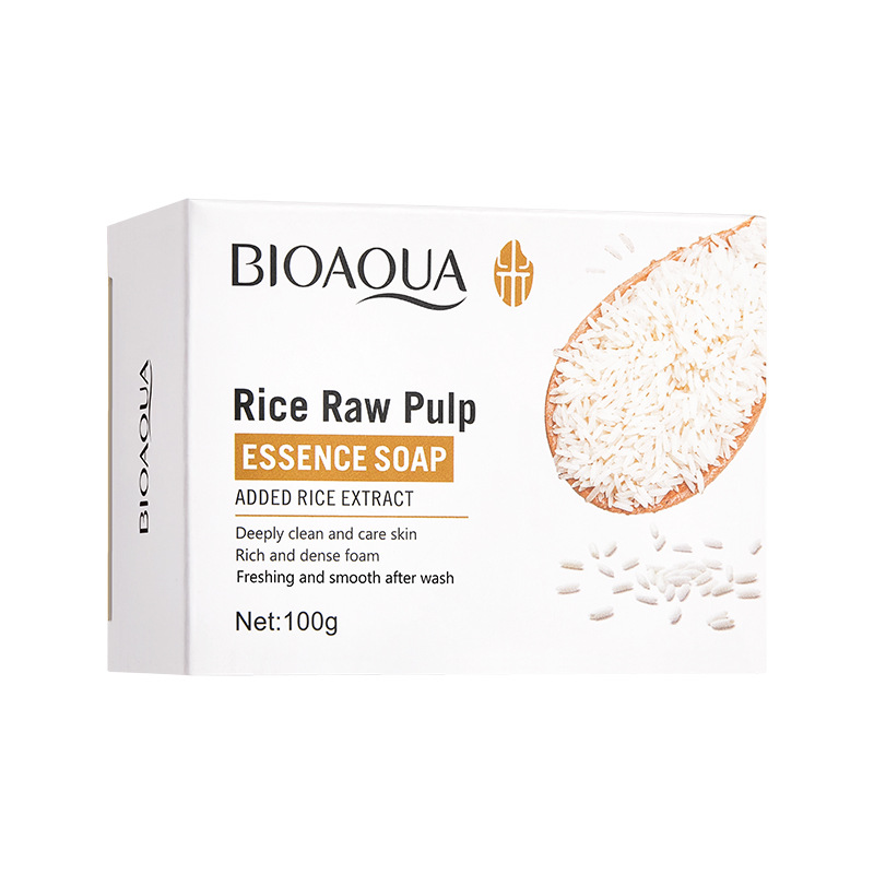 Todo en inglés BIOAOUA Jabón de puré de arroz Limpieza profunda Baño Lavado facial Jabón hecho a mano Jabón Comercio exterior transfronterizo