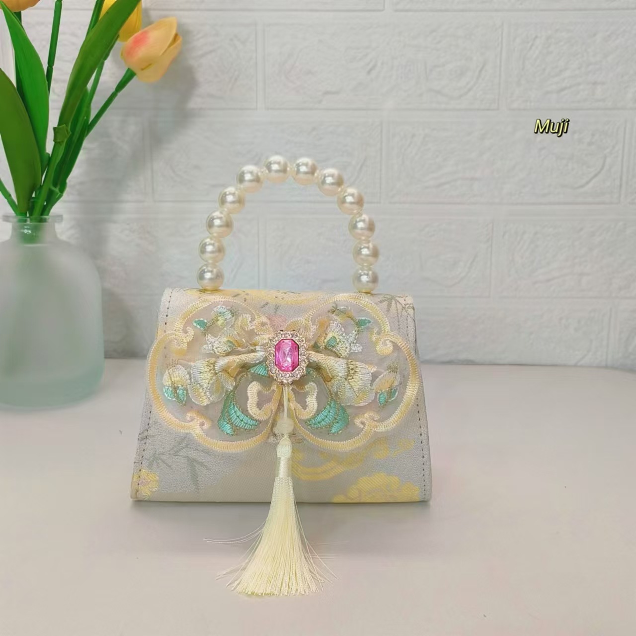 Bolso de perla nuevo estilo chino bolso de niños bolso de cambio para niñas bolso de cadena bolso de arco bolso pequeño