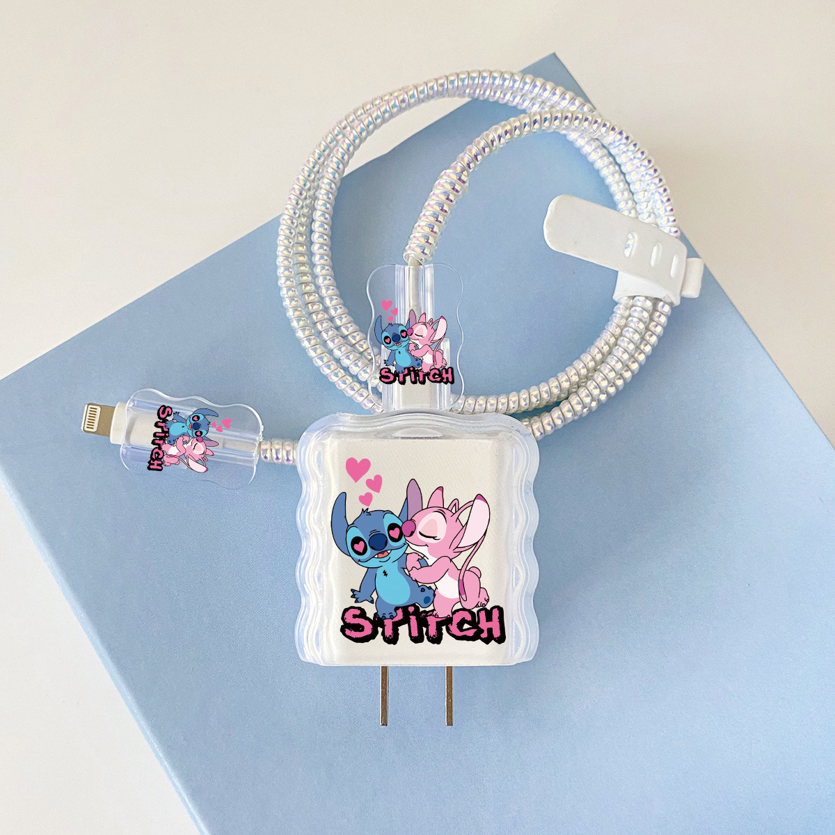 Apple 20w-A1 스티치 오버레이 헤드기어 + 물결선 클립 + 1m 레이저 흰색 로프 + 흰색 스트랩