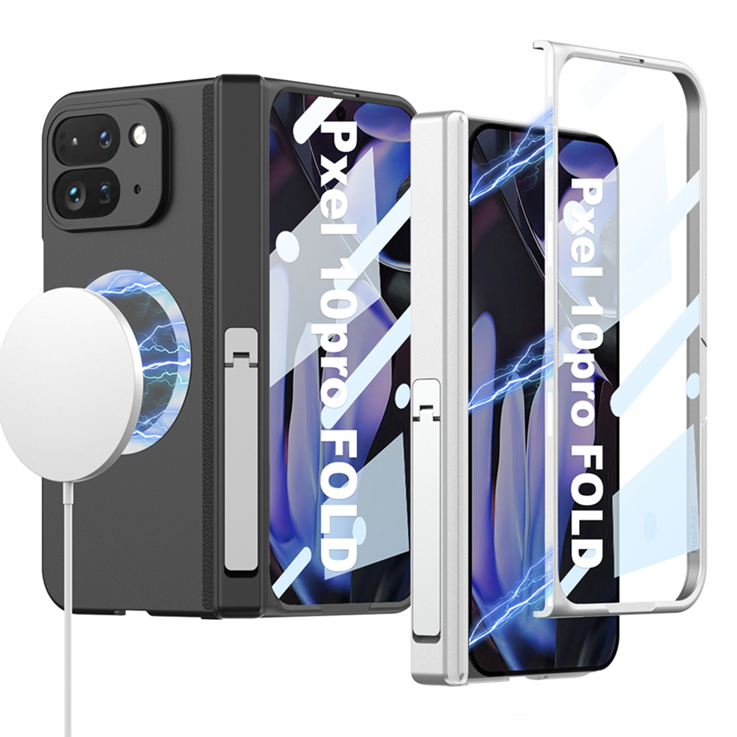 Suitable for Google Pixel10 Pro Fold mobile phone case magnetic all-inclusive wireless rechargeable film integrated bracket frosted