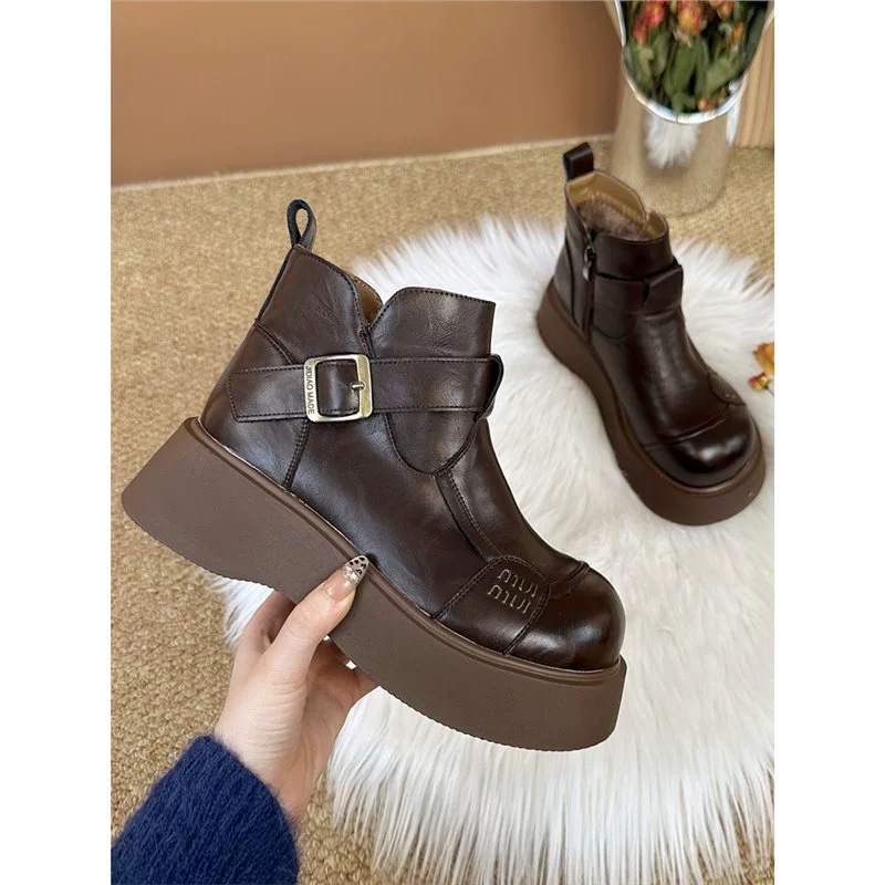 Martens, зимние полусапожки на платформе, теплые, английский стиль, приталенные