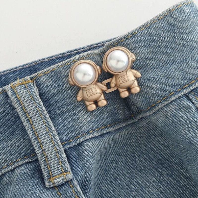 Nail-Free Removable Waist Buckle Pair, Flat-Bottom Seamless Buttons for Pants & Skirts, Assorted Designs