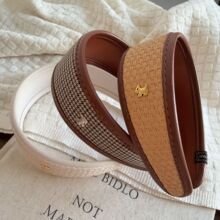 韩国复古时髦窄边仿草楄PU皮质头箍新法式气质压发发箍发卡发带头