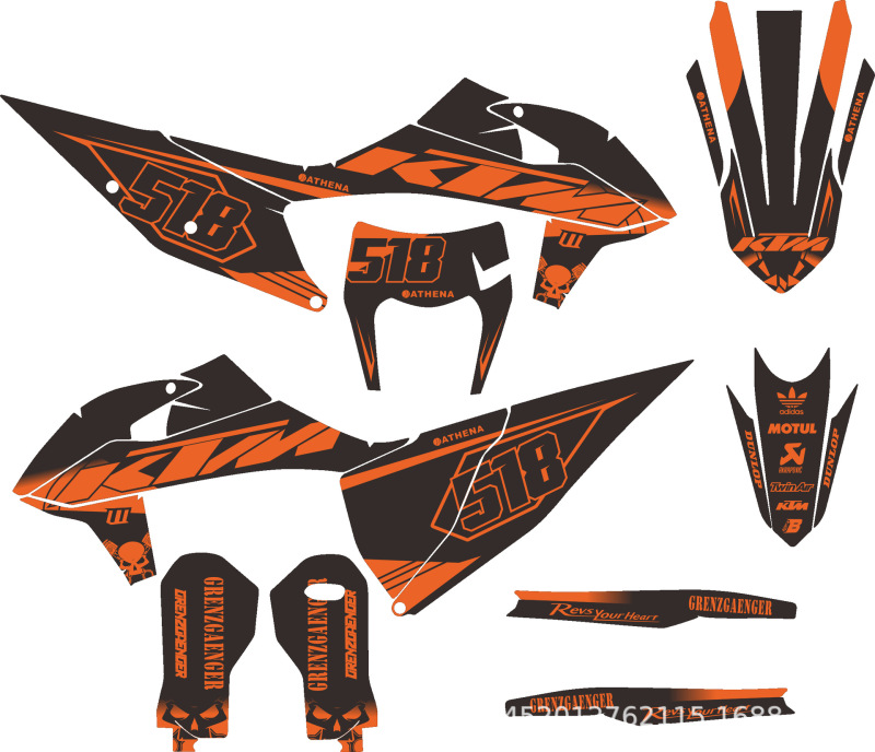KTM250EXCF ステッカーデカールプリントステッカーフィルム Gaosai モトクロスステッカーレーザーに適しています|undefined