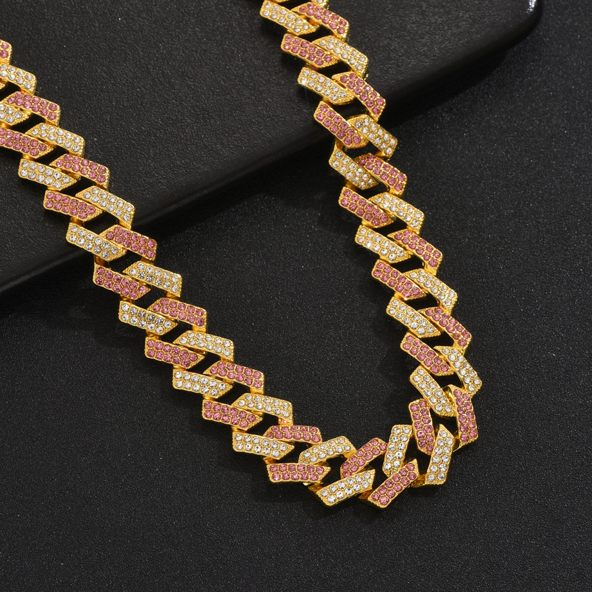 Men's Double Row Diamond Cuban Chain Necklace For Stylish Look_voghion.com