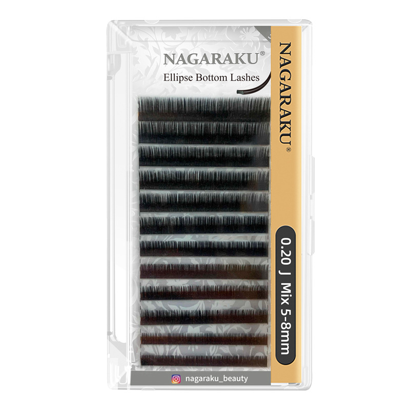 NAGARAKU0.20J doble señaló pelo plano inferior pestañas solo viento soplando mamá bebé curvado 567mm paquete mixto