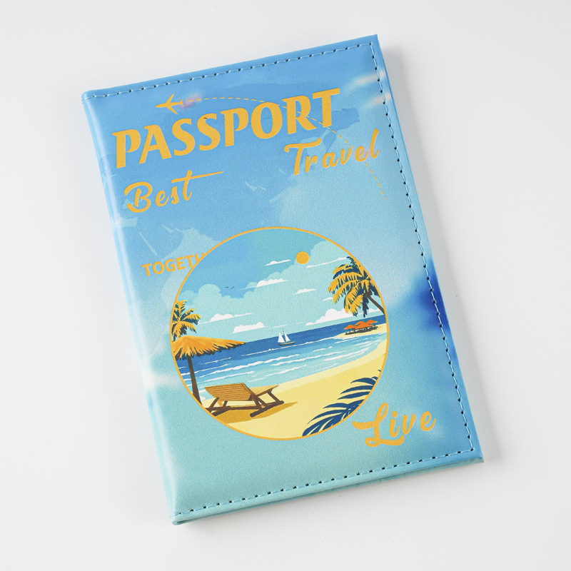 Open Closure Type / Strap Type Unisex Classic Style Landscape Pu Leather Passport Holders