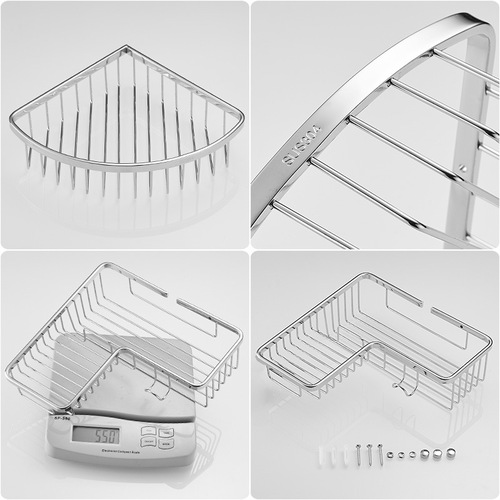9WOR304 stainless steel triangle basket single layer corner bathroom storage rack hanging hotel bathroom shower room corner rack