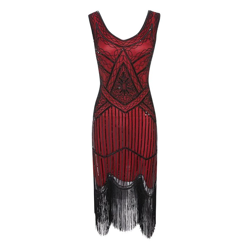 1920 Ретро платье с пайетками Платье из бисера с кисточками Амазонка Взрывы Высококачественное банкетное короткое платье