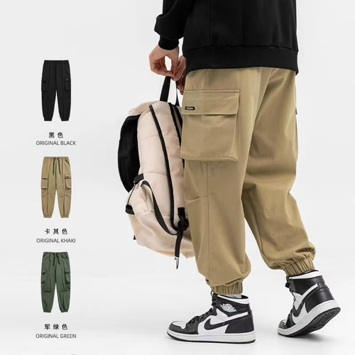 Workwear Loose Ankle Hem Men's Summer Thin Casual Streetwear Brand Pants with Multiple Pockets for Teenagers