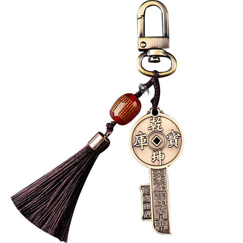 Taoist cultural supplies jewelry Qiankun treasure house key pendant retro brass five-way God of Wealth personal belongings wholesale