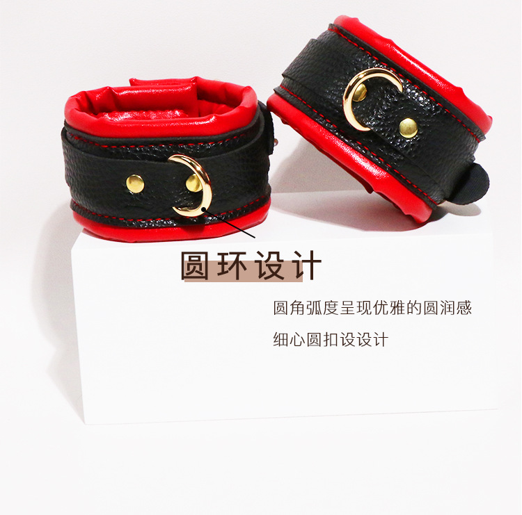 8-Piece Faux Leather Bondage Set with Metal Handcuffs, Black Adult Couple Kit — detail image 29