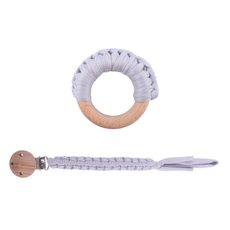 Nuevo bebé suministros haya clip calmante bebé algodón tejido chupete cadena haya anillo mordedor juguete traje