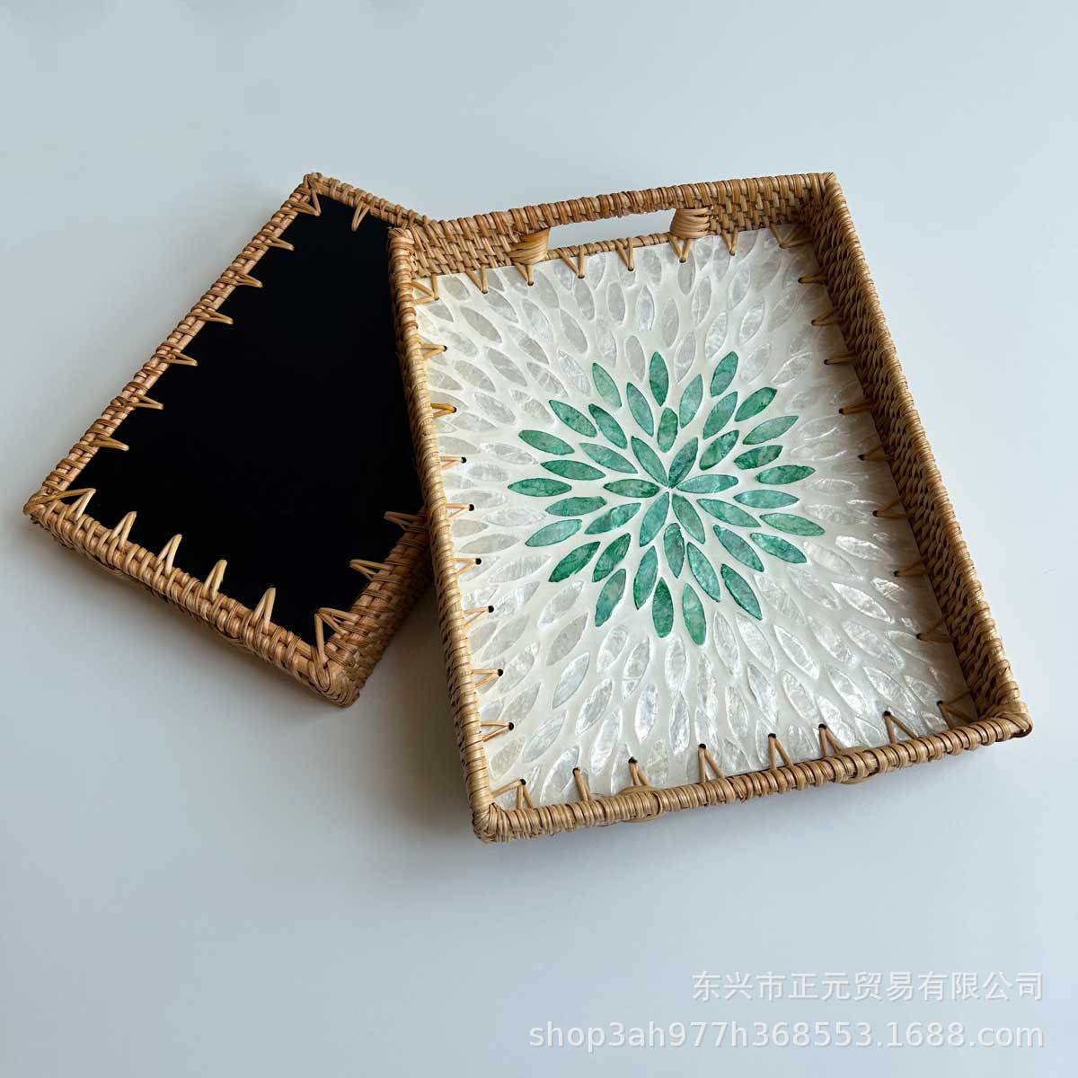 bandeja de conchas de caña, bandeja de conchas de bocadillos, bandeja de pan doméstica, bandeja de té, bandeja de té, mesa de té