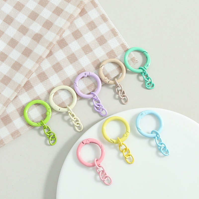 Candy Color Rainbow Spring Coil Painted Four-Section Chain Keychain Connecting Split Ring Pendant Dy Jewelry Accessories Wholesale