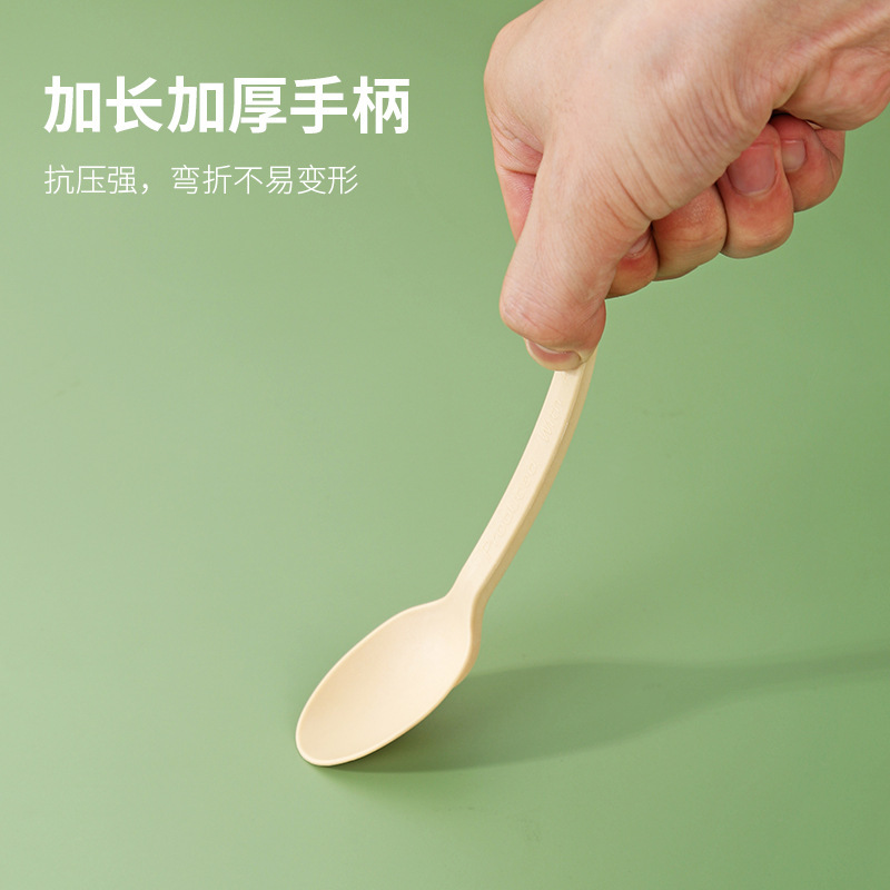 生分解性スプーン使い捨て食品グレードスープスプーンライススプーンロングハンドルコーンスターチベース食器環境に優しい家庭用|undefined