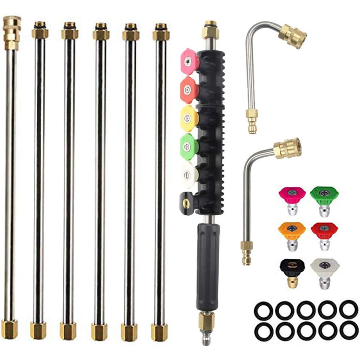 高压清洗机延长棒 120英寸排水沟清洁伸缩工具 窗户清洁喷嘴头