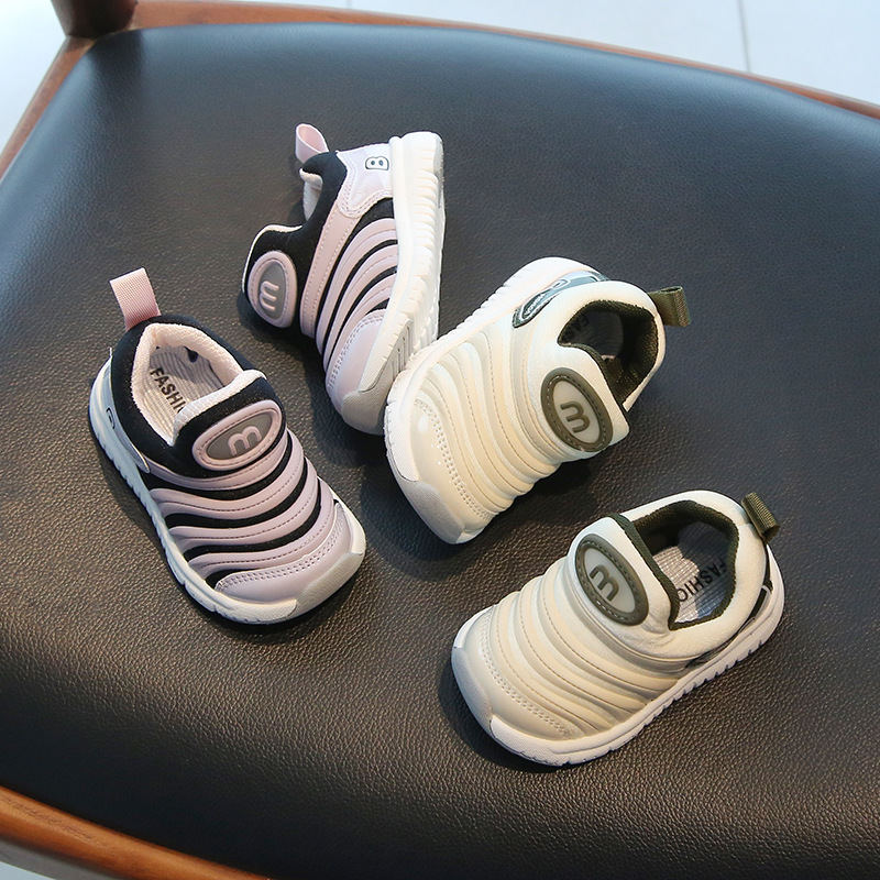 Children's Caterpillar Children's Shoes 2025 Autumn Breathable Soft Sole Anti-Slip Baby Shoes Lightweight Plaid Casual Shoes Toddler Shoes
