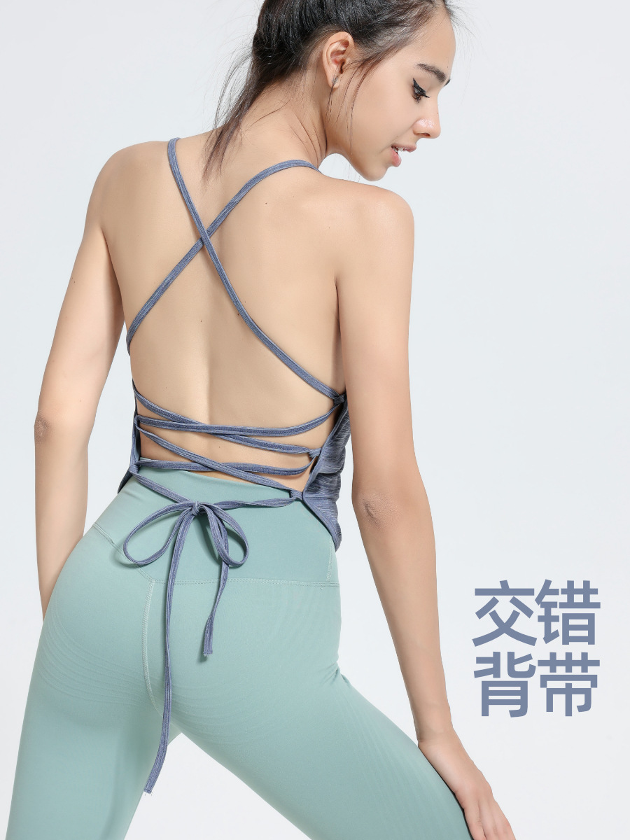 Flujo de visualización interior gradiente yoga chaleco almohadilla en el pecho de las mujeres Correa delgada belleza correa trasera deportes ropa interior correr ropa de entrenamiento verano