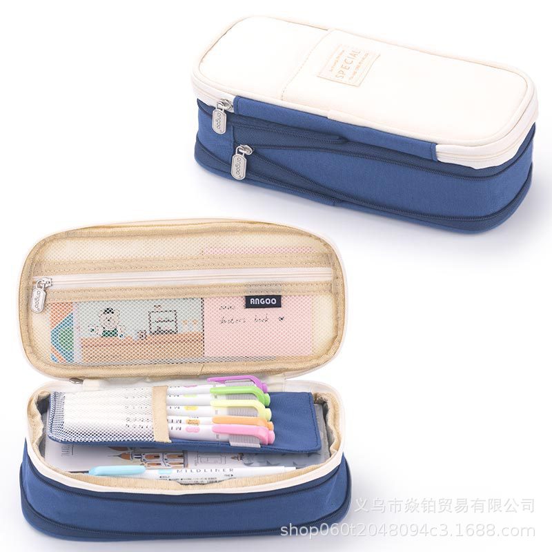 Estuche para lápices japonés de gran capacidad de alto valor Bolso de papelería de lona simple coreano para estudiantes de secundaria para niños y niñas Estuche para lápices lindo