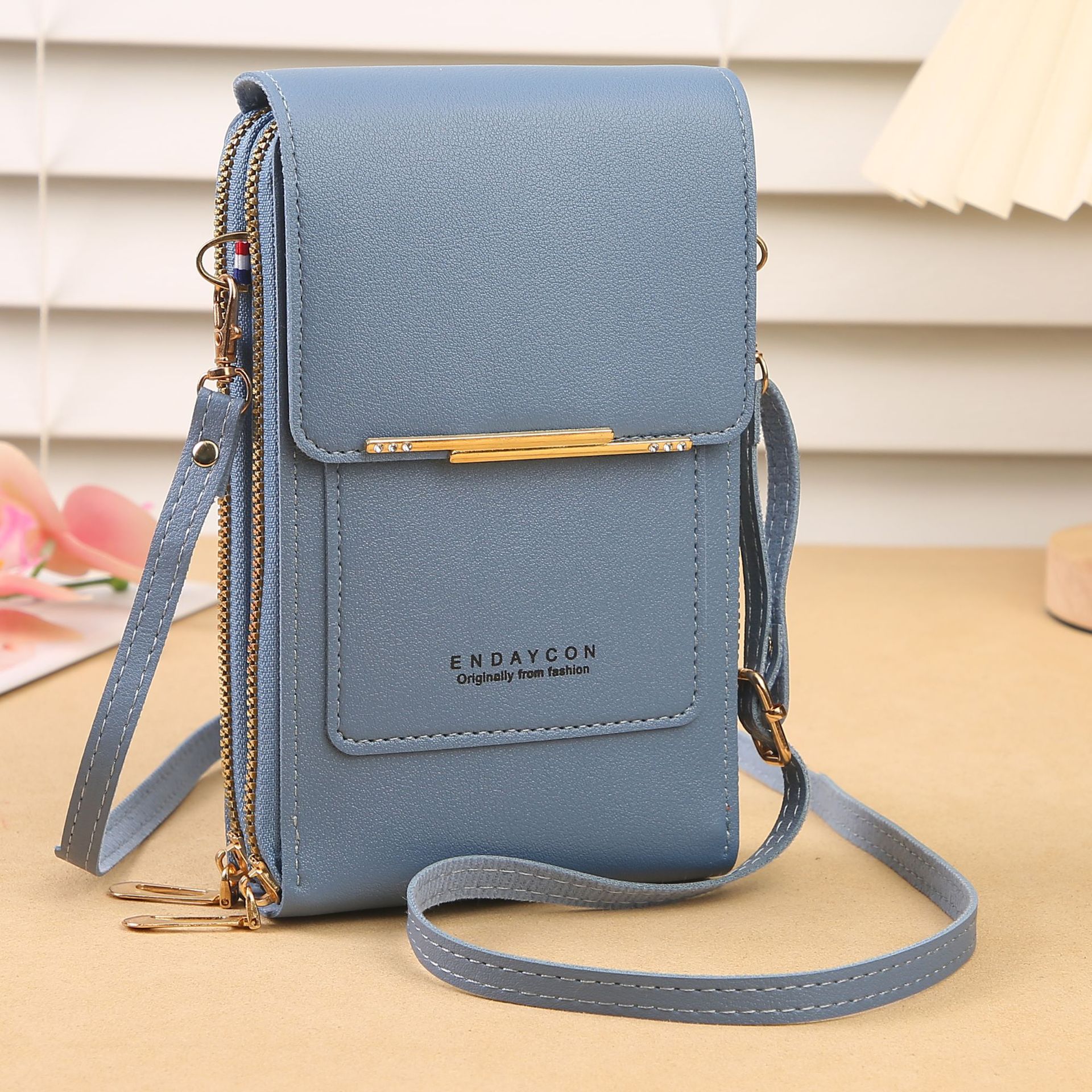 Pantalla táctil directa de fábrica BOLSA DE TELÉFONO MÓVIL bolsa de mensajero femenina bolsa de teléfono móvil coreana multifunción clave cremallera vertical cartera femenina