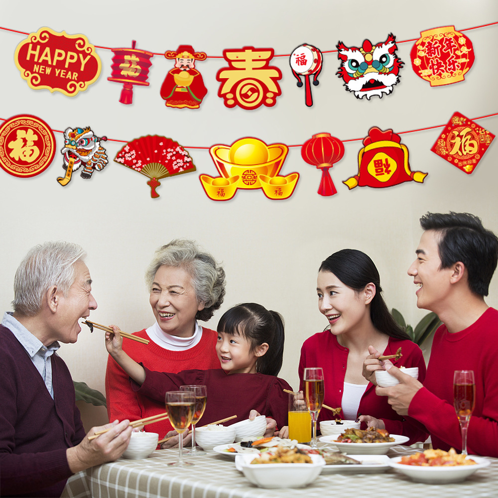 Año nuevo del Dragón Festival de Primavera decoración tire bandera pastel Tarjeta de inserción Víspera de Año Nuevo atmósfera diseño Fondo pastel Decoración