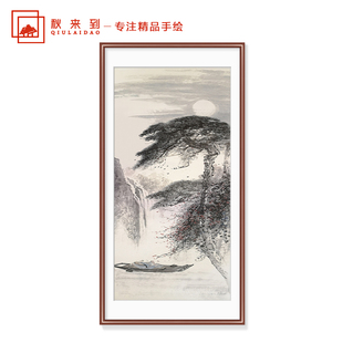 Famous Pure Hand-Painted Ink Painting Lingnan School Entrance Landscape Hanging Painting New Chinese Style Good Meaning Living Room Mural