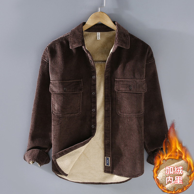 Chaqueta informal cálida y gruesa con forro polar estilo vintage para hombres jóvenes, nueva colección otoño-invierno G151