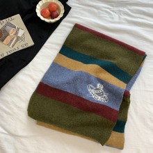 设计感 星球刺绣围巾日本代购同款含羊毛保暖披肩针织围脖女