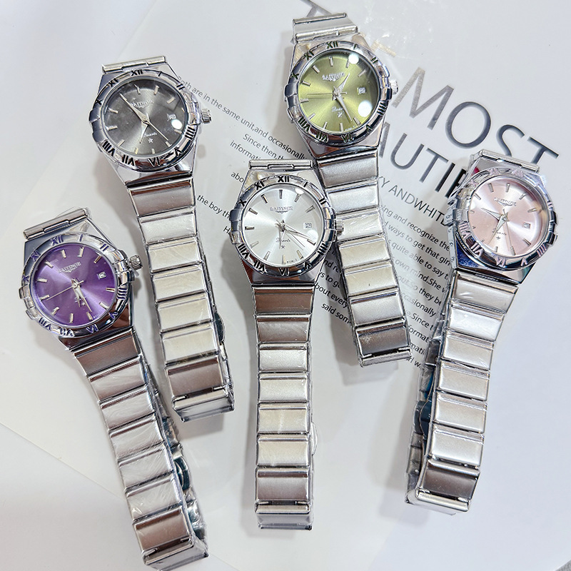 Baitinge Watch Couple Model Silver Women's Watch Men's Watch Quartz Calendar Waterproof High-End Cross-Border Supply