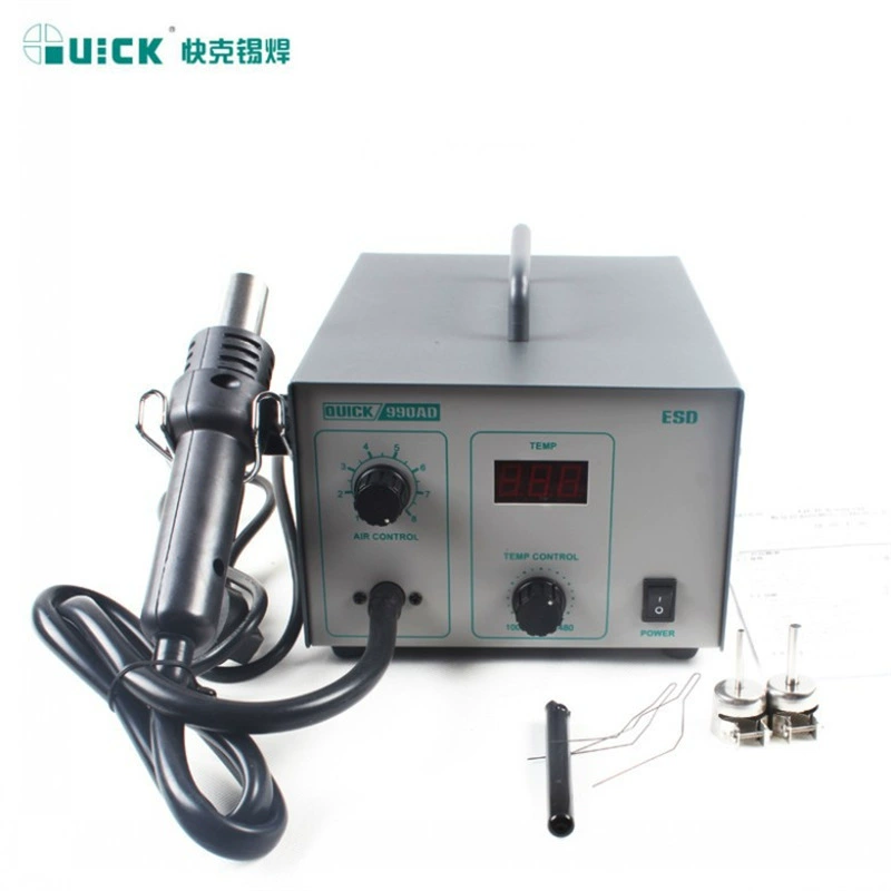 БЫСТРАЯ/быстрая паяльная станция с термофеном 990AD цифровой дисплей контроль температуры паяльная станция с термофеном 990A мощность 320 Вт