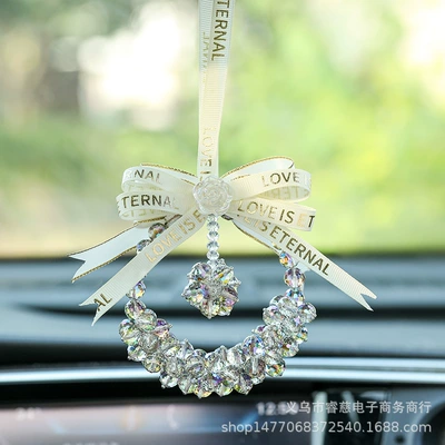 girls' car interior ornaments new: Car hanging - bow-crystal-pendant-colorful-ab