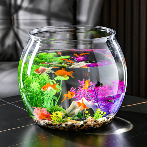 Transparent minimalist selected plastic PET material fish tank, impact-resistant and shock-resistant, multiple styles small desktop hydroponic goldfish tank