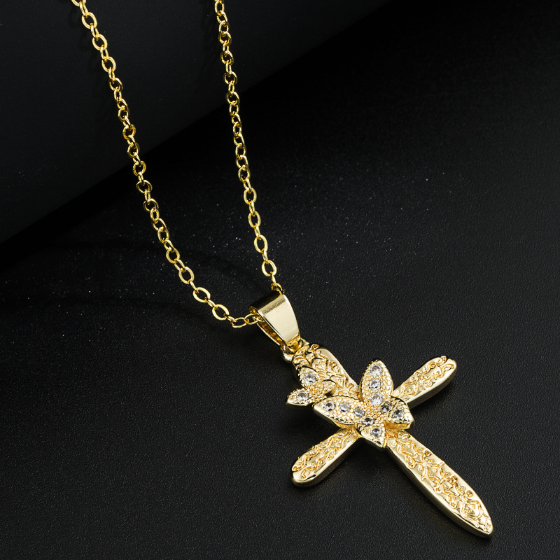 Fashion Copper-Plated Gold Inlaid Color Zircon Pendant Ornaments Necklace