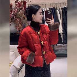 轻奢新中式国风红色棉服外套女2026新款冬季感唐装棉袄