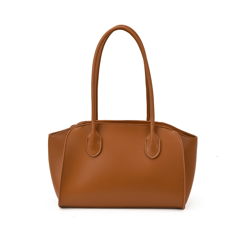 Borsa tote oversize da donna – Borsa a tracolla XL minimalista con chiusura a zip (PU morbido, a tracolla/a mano, caffè/nero/marrone)_voghion.com