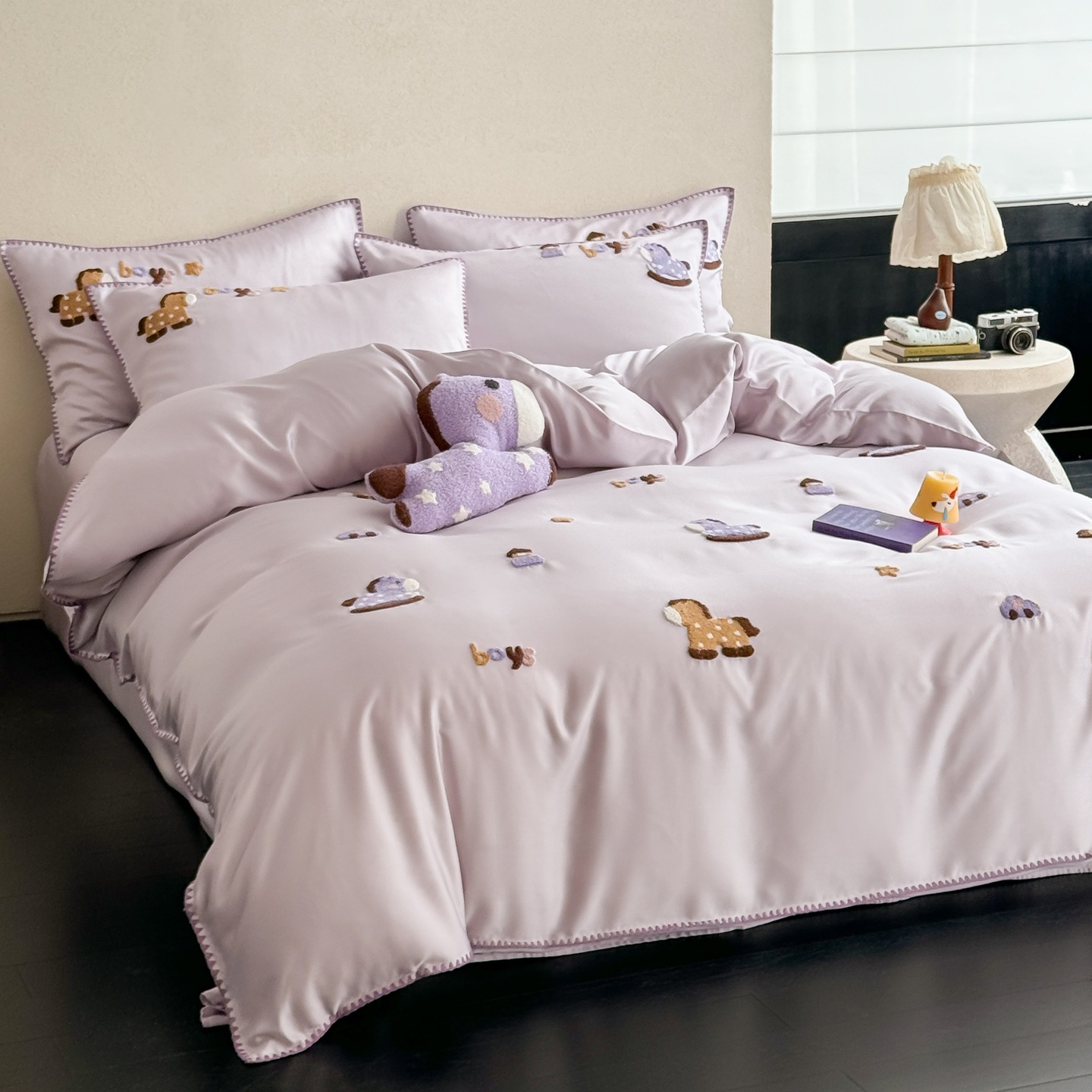 Summer Cool Ice Silk Quilt Cover Cartoon-style High-appearance Tencel Four-piece Set Summer, With A Natural Cooling Sensation, Silky Smooth For S_voghion.com