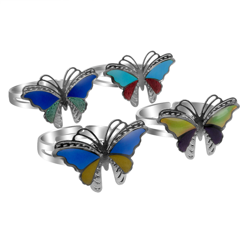 Simple Colorful Butterfly Open Ring display picture 2