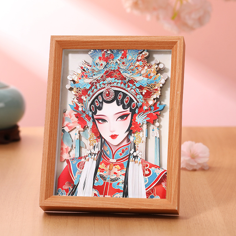 Paper Craft New Product Drama Queen 3D Frame Painting National Style Peking Opera Decorative Painting Paper Sculpture Intangible Cultural Heritage DIY Ornament Wholesale
