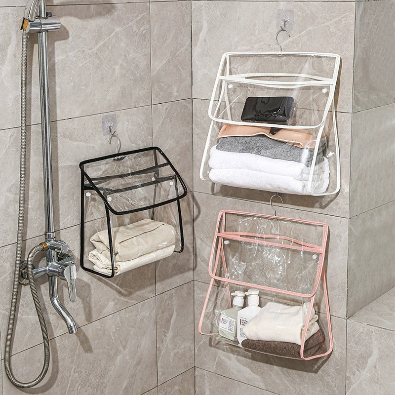 Bathroom waterproof hanging bag toilet shower clothes storage bag dormitory wall-mounted organizer waterproof gadget