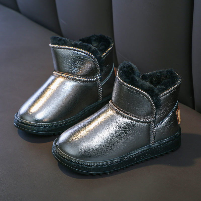 girl Snow boots Boy Leather non-slip Plush thickening keep warm Big boy girl winter Cotton boots wholesale