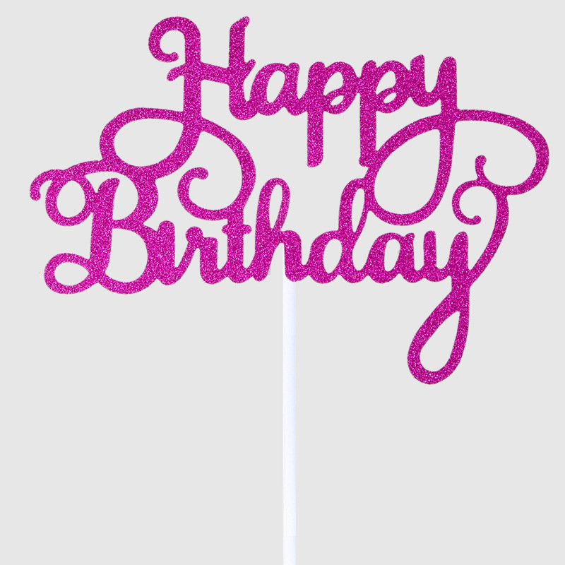 Tarjeta de Fábrica-Insertar tarjeta de decoración de pasteles-Insertar bandera-Insertar complemento creativo nuevo brillo de feliz cumpleaños 10 piezas