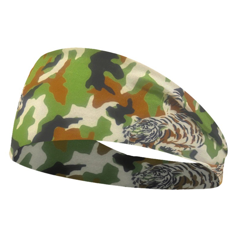 European and American Cross-border Fashion Sports Hair Band Outdoor Camouflage Breathable Hair Band New Tiger Head Printed Sweat-absorbent Headband