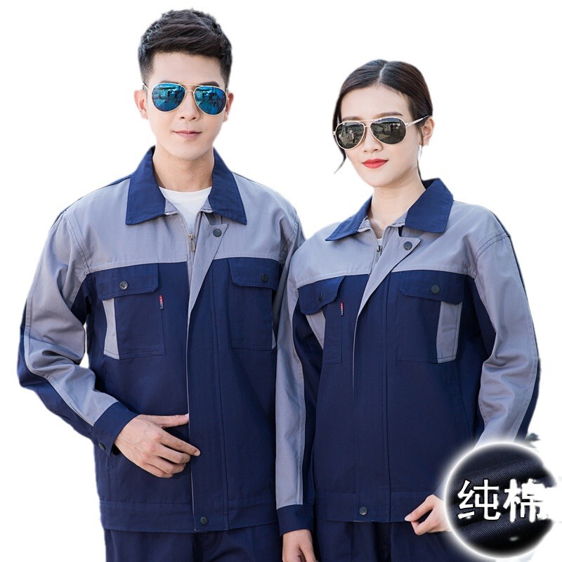 純綿溶接作業服、秋冬用防汚スーツ、メンズ長袖耐摩耗性、耐熱性作業服、難燃性自動車修理労働保護服|undefined