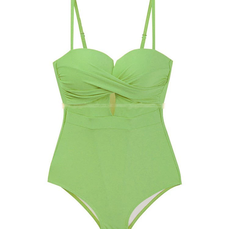 Factory source wholesale Korean candy color conjoined triangle hollow conservative hot spring swimsuit female student swimsuit