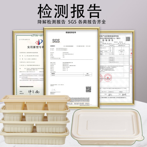 Cornstarch-degradable disposable takeout box with square four-grid 1000ml food delivery container for export supply
