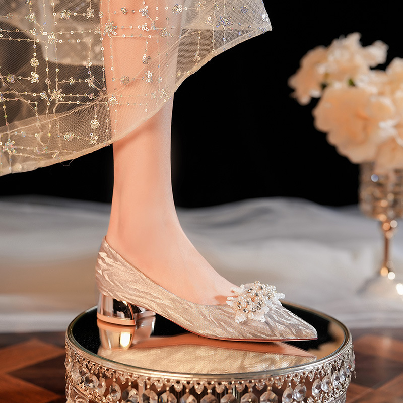 3333C-015 Low Heel Pointed Toe Tiger Skin Pattern High Heels Comfortable Elegant Women's Shiny Wedding Party Shoes_voghion.com