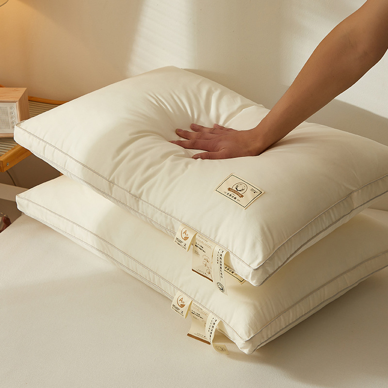 클래스 자연 색상 면 높은 베개 [한 쌍]